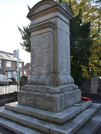Kingsway war memorial - stone monument inscribed with names of war dead