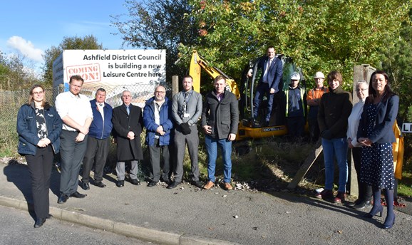 Ashfield Members and staff at new leisure centre site