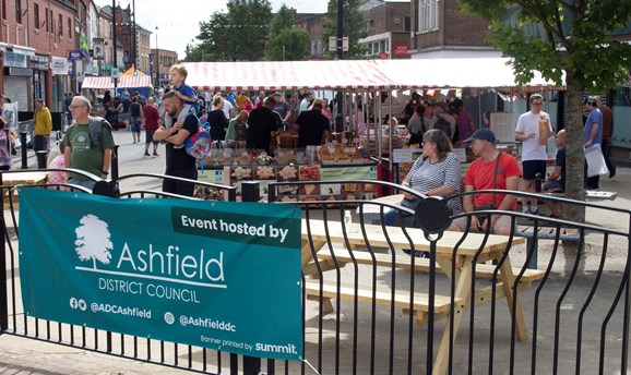 Photo of Hucknall High Street on 20 August 2023, during the Ashfield Food and Drinks Festival.