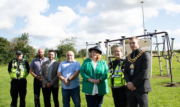 Council officers with Cllr Andy Meakin, Cllr Dale Grounds and Commissioner Henry in Kirkby 