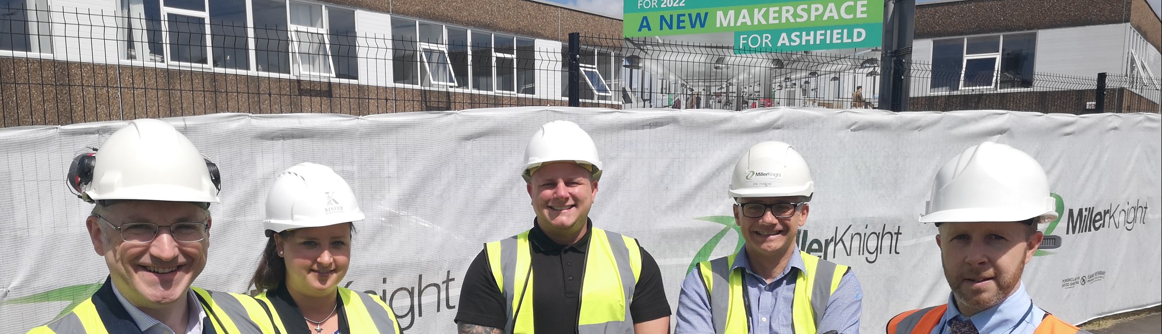 Cllr Matt Relf, Project Officer Paul Crawford and members of Miller Knight building company