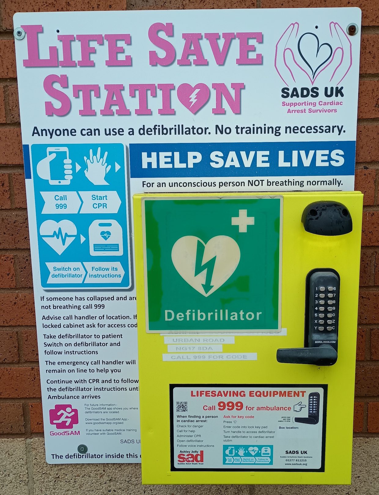 One of the Defibrillators installed around Ashfield