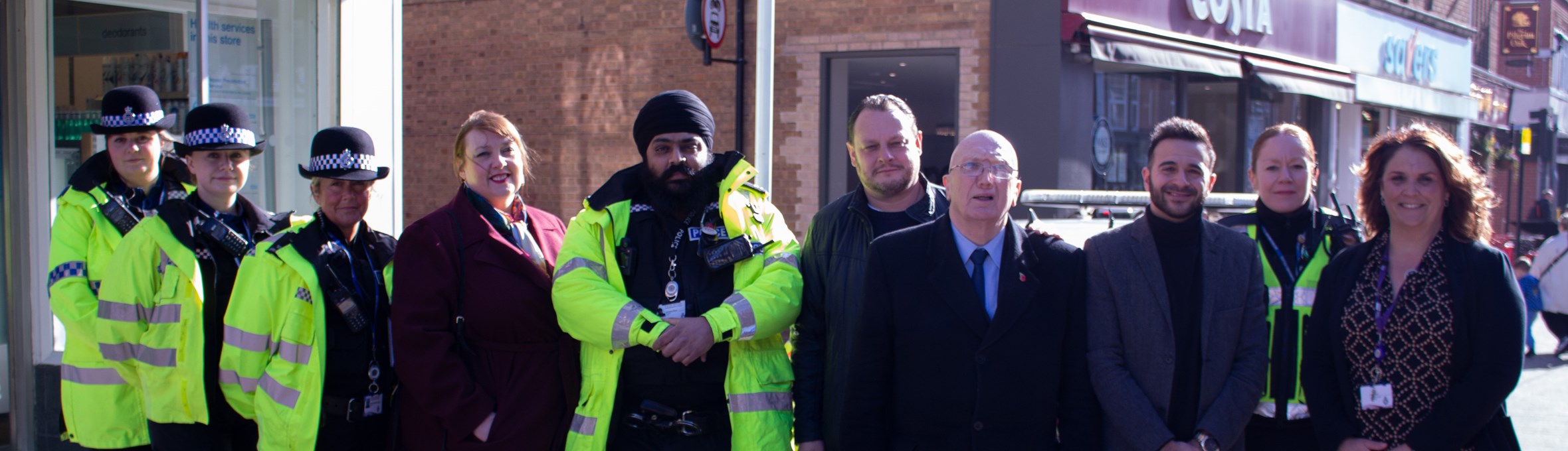 Ashfield Councillors with the Police Crime Commissioner in Hucknall town centre  