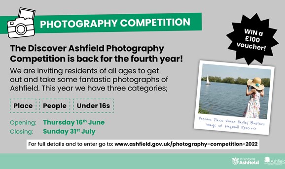 Discover Ashfield photography competition information graphic