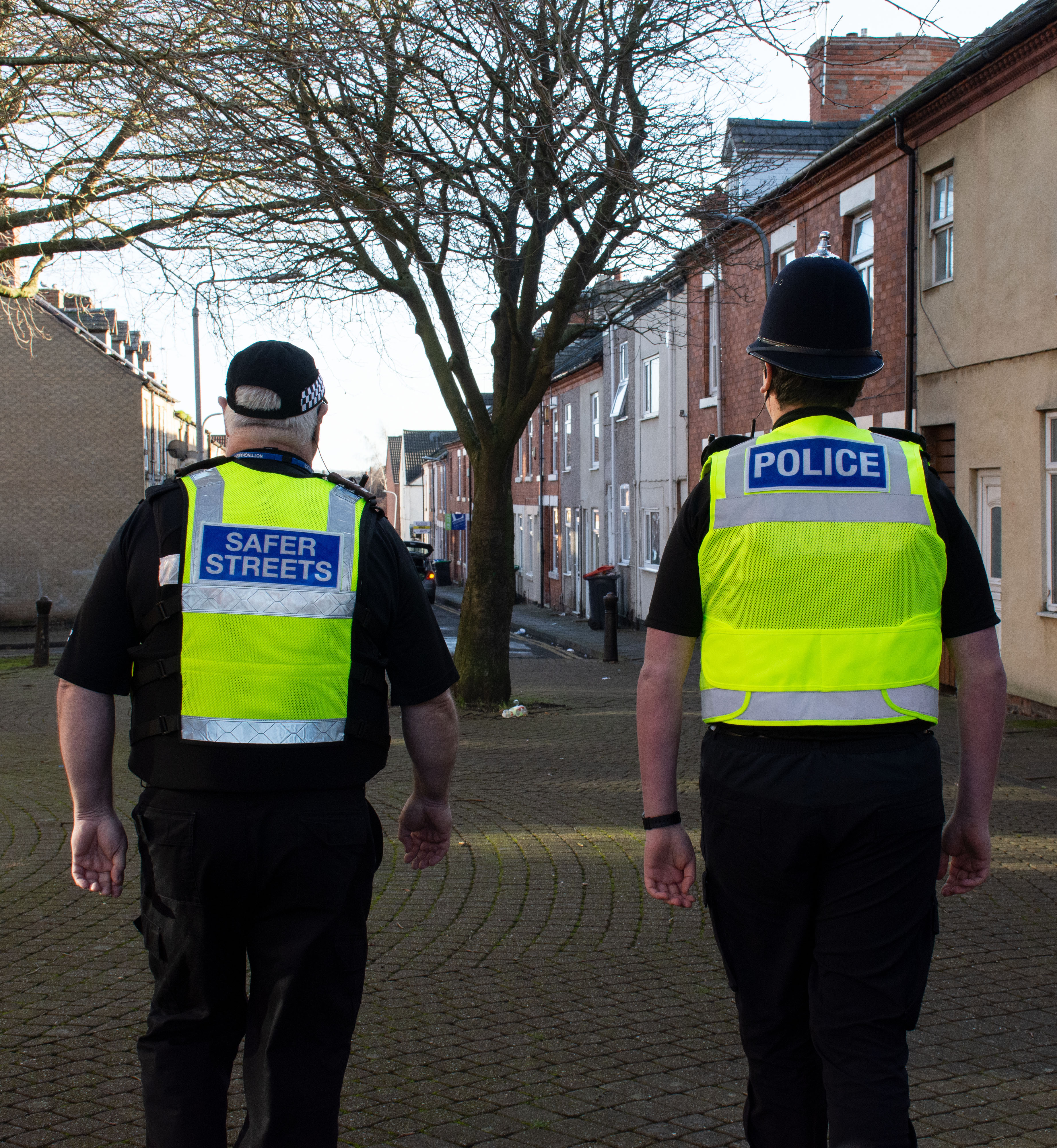 A Police Officer and a Community Protection Officer on patrol on the streets of Ashfield