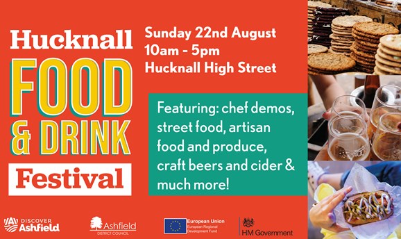 Hucknall Food and Drink Festival poster Sunday 22nd August 