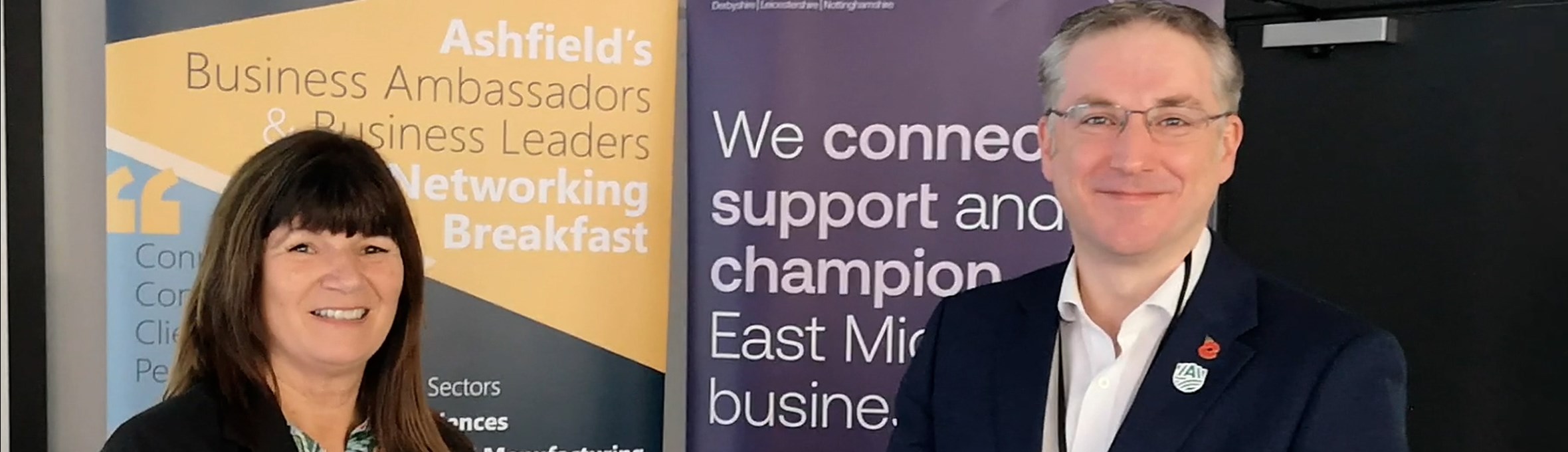 Councillor Matthew Relf and Diane Beresford from the East Midlands Chamber