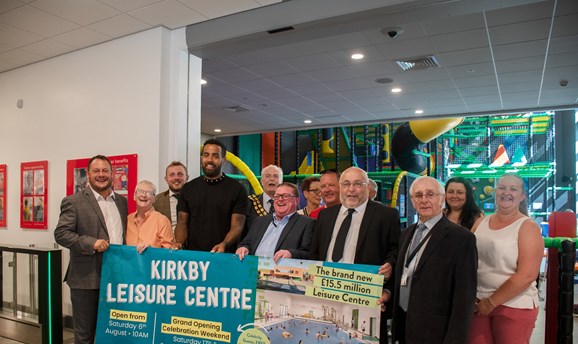 Key members of the council gathered in the new Kirkby Leisure Centre